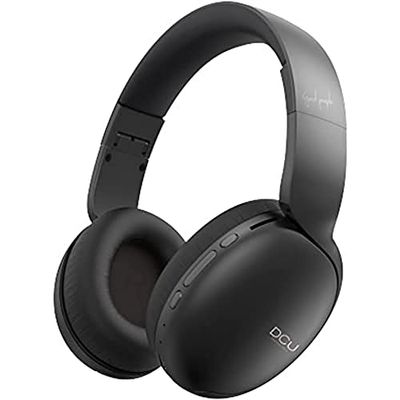 DCU TECNOLOGIC | Auriculares Bluetooth, Auriculares Diadema Plegables, Inalámbricos y por Cable, Multifunción, 15 h de Uso, Cable Jack, Negro