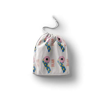 Bonamaison Impreso Algodón Bolsas con Cordón, Bolsa con Cordel para el Hogar y el Almacenamiento de Verduras, Bolso de Compras, Plegable, Ecologica, Reutilizables, Tamaño: 40x50 Cm
