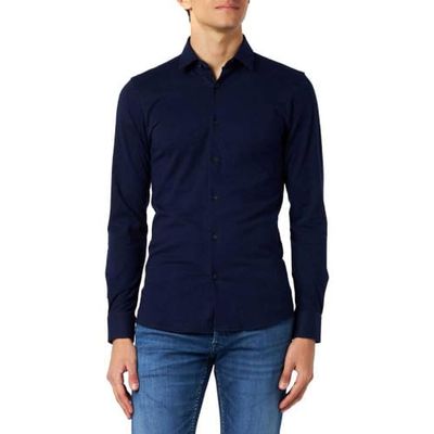 HUGO Men's Elisha02 Shirt, Navy412, 15.5