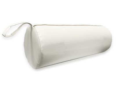 QUIRUMED Cuscino a rullo, 55 x 15 cm, bianco, similpelle, imbottitura in gommapiuma, per yoga, fitness, massaggio