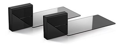 Meliconi Ghost Cube Barre de Son Noir, Système Cache-câbles modulaire avec étagère en Verre pour Bar de Son