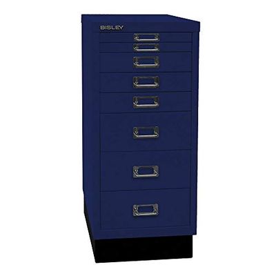 BISLEY MultiDrawer, 29-delige serie met sokkel, DIN A4, 8 laden, metaal, 639 Oxfordblauw, 38 x 27,9 x 67 cm