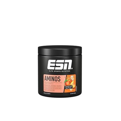 ESN AMINOS, Peach Iced Tea, 400 g, polvere di ammino fine con aminoacidi essenziali e astragina, 3,2 g di leucina per porzione, solubilità ideale, vegano, made in Germany