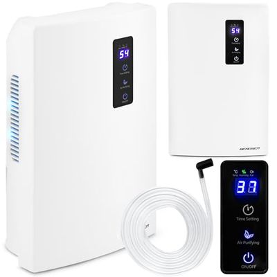 BERDSEN Luchtontvochtiger, luchtreinigingsfunctie, Peltier-technologie, UV, efficiënt, gebruiksvriendelijk, stil werken, timer, 700 ml per dag, watertanks 2000 ml, voor ruimtes tot 30 m3