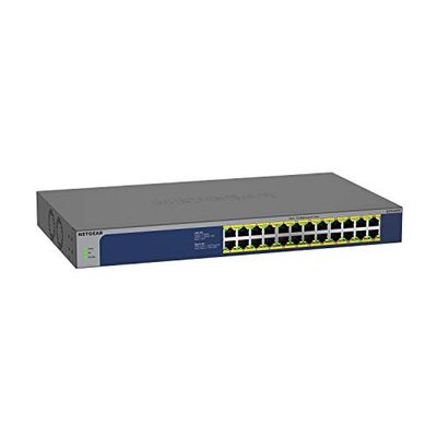 Netgear GS524PP-switch 24-port Gigabit Ethernet LAN PoEswitch (med 24x PoE 300 W utbyggbar, plug-and-play, skrivbord eller 19-tums rackmontering, ProSAFE Lifetime Garanti)