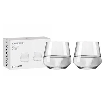 RITZENHOFF 8000001 Lot de 2 verres à eau 400 ml - Série Sonnenschliff - Avec structure en relief - Fabriqué en Allemagne