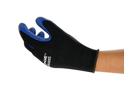 Ansell Edge 48-305 Guantes de Trabajo de Seguridad, Protección Mecánica, Talla 7(S), Negro (12 Pares)