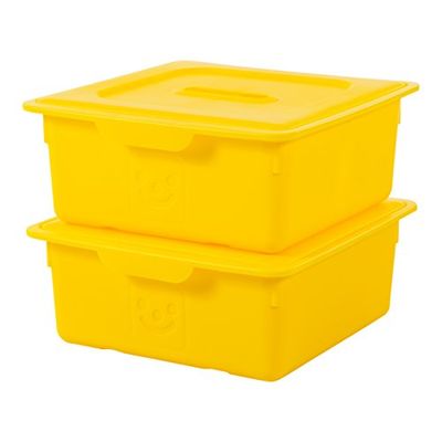 Iris Ohyama, Boîte de rangement plastique enfant, Lot de 2, 10 L, Sans BPA -KDL-330 - Jaune, Empilable - L33 x P31.5 x H13.5 cm