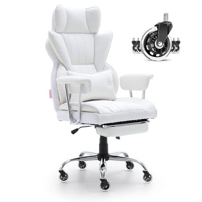VEVOR Chaise de Bureau en Cuir PU Fauteuil de Direction Ergonomique avec Soutien Lombaire Réglable et Repose-Pieds Siège de Bureau Charge Maximale 159 kg Dossier Inclinable pour Gamer Bureau Maison