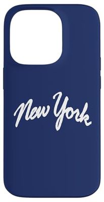 Retro New York Men NY White Navy Blue Women Vintage Script Case for iPhone 14 Pro