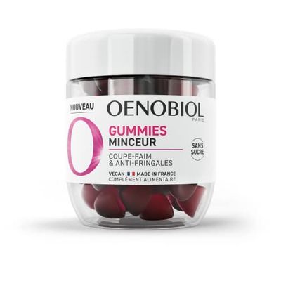 OENOBIOL-GUMMIES Minceur - Réduit les sensations de faim, limite les fringales - Programme 1 mois - 60 Gummies - Arôme naturel mûre cassis - Complément alimentaire - Sans Sucre - Vegan-Made in France