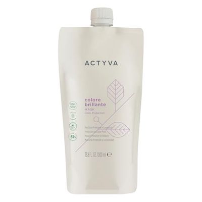 Actyva - Colore Brillante Mask Maschera Protettiva per Capelli Colorati, con Olio di Moringa, effetto districante - 1000 ml
