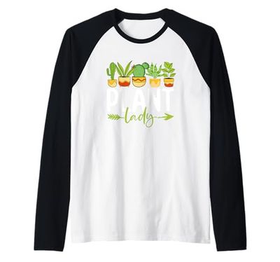 Plant Lady Succulent Cactus Potted Greenery Raglan Baseball Tee