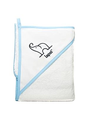LAPSI® Ręcznik kąpielowy z kapturem dla dzieci, po kąpieli, na plaże, 100% bawełna (100 x 100 cm, Niebieski)