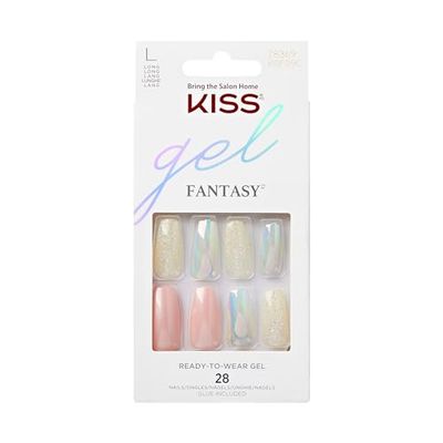 KISS Glam Fantasy Collection, Party's Over, Special FX Gel Nails, Includes 28 False Nails, Nail Glue, Nail File, and Manicure Stick