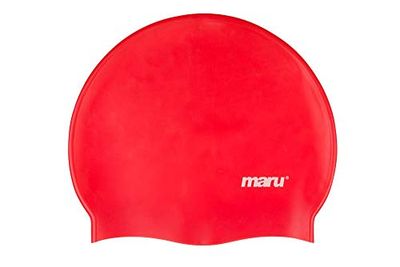 MARU Zwemhoed, 100% siliconen badmuts, uniseks badmuts voor volwassenen, lichtgewicht badmutsen voor mannen en vrouwen, comfortabele en duurzame badmutsen ontworpen in het Verenigd Koninkrijk (rood,