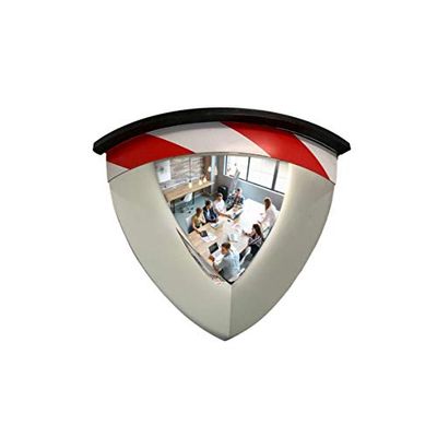 Vision Metalizers 36’’ High View Quarter Dome Acrylic Mirror With Red-White Tape - Security Mirror for Retail Stores and Warehouses, Mirror for Blind Spots and High-Traffic Areas