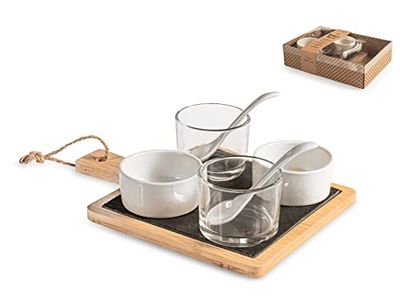 H&h set 8 pezzi aperitivo in bamb e ardesia con coppette