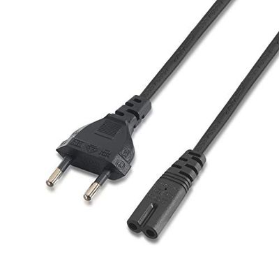 AISENS A132 – 0173 – Câble Alimentation Forme 8 (CEE7/16/m-c7/H, 1.5 m, cuivre, aWG18) Couleur Noir