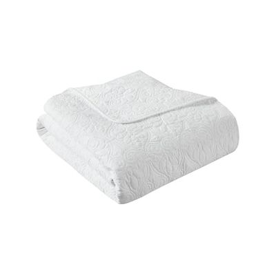 Madison Park Luxe quiltad överkast filt-damast sömnad design, polyester, vit, 152,4 x 178,8 cm