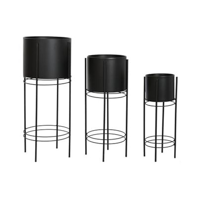 MACETERO SET 3 METAL 30X30X70 NEGRO