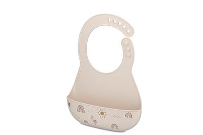 Mepal - Slabbetje Mio - Afgeronde neksluitingen voor een comfortabele pasvorm - Diepe zak voor het opvangen van levensmiddelen - Vaatwasmachinebestendig - BPA-vrij - Sunshine & Rainbow
