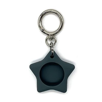 Hulimer Beschermhoesje voor AirTag sleutelhanger, stervormige beschermhoes, zachte siliconen, voor rugzak, halsband voor huisdieren, donkergrijs