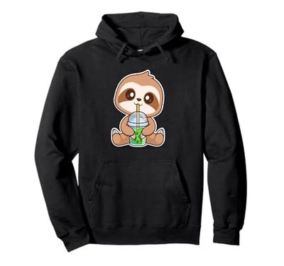 Funny Cute Kawaii Kids Boba Tea Bubble Tea Sloth Lover Felpa con Cappuccio