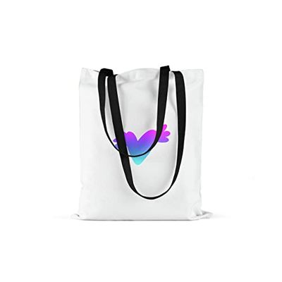 Bonamaison Printed Tote Bag, Reusable Grocery Bag, Shopping Bag, Machine Washable, Foldable, Canvas Cloth Bag with Black Handles, Size: 48x55 Cm