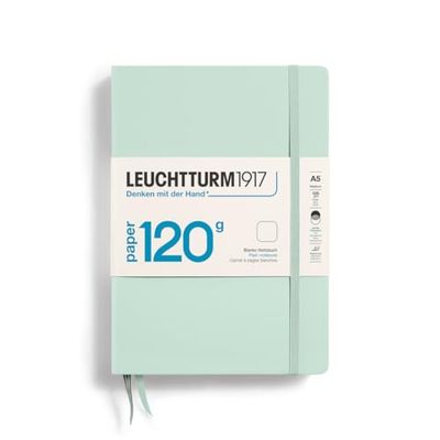 LEUCHTTURM1917 370343 Carnet de notes Medium (A5), EDITION 120, Papier 120 gr/qm, Couverture rigide, 203 pages numérotées, Mint Green, blanc