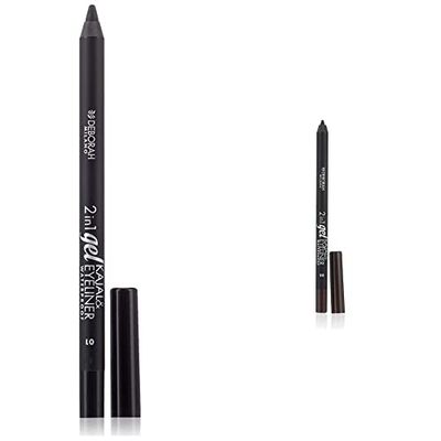 Deborah Milano Matita Occhi 2 in 1 Kajal e Eyeliner Waterproof, 01 Black, a Lunga Durata & Milano Matita Occhi 2 in 1 Kajal e Eyeliner Waterproof, 05 Brown, a Lunga Durata