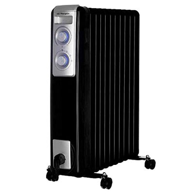 Orbegozo RN 2500 - Radiateur à bain d’huile, 11 éléments, 2000 W, lampe à LED, thermostat réglable, range-câbles, roulettes pivotantes
