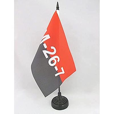 AZ FLAG Bandera de Mesa de Cuba Movimiento 26 DE Julio 21x14cm - BANDERINA de DESPACHO REVOLUCIÓN Cubana 14 x 21 cm