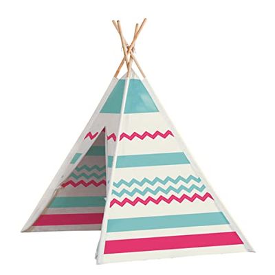 John 7026293 77204 Tipi speeltent, wit/roze/turquoise/naturel
