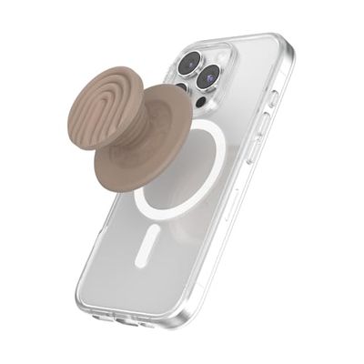 PopSockets: PopGrip Round para MagSafe - Anillo Adaptador para MagSafe Incluido - Soporte y Agarre para Teléfonos Móviles y Carcasas con un Top Intercambiable - Curves Latte