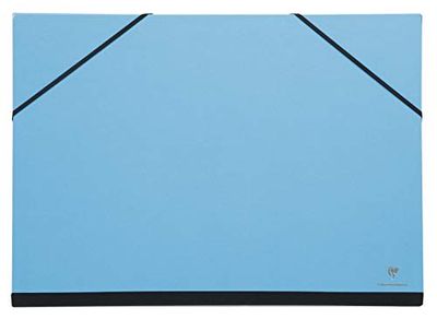 Clairefontaine - Ref 144407C - Art Folder with Elastic Straps Closure - Light Blue Colour - Customisable Vellum Card Surface, Suitable for 50 x 65cm Sized Documents