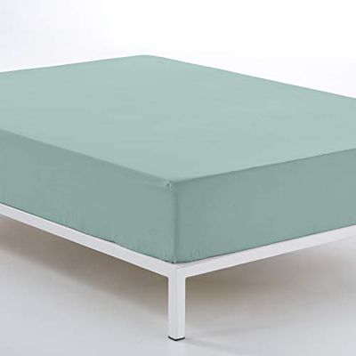 Bajera ajustable color aqua - Cama de 150 (alto 30 cm) - 100% algodón - 144 hilos