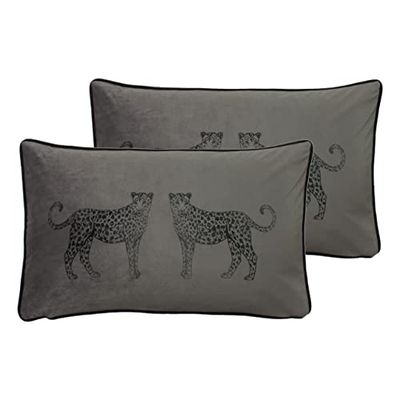 Evans Lichfield Savanna Leoparder polyesterfyllda kuddar (tvåpack), stål, 30 x 50 cm