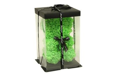 Mimbre Natural Oso Deco Verde Flores (18×18×28)