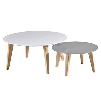 Demeyere Blaine A2 Mesa de centro, MDF, branco mate e cinzento, pequeno