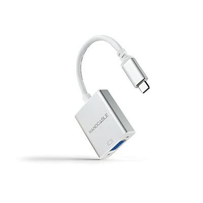 Blendend Conversor USB-C a VGA, 10 cm, Aluminio, Conector USB-C/M a VGA/H, Ideal para conectar Dispositivos USB-C a Pantallas VGA.