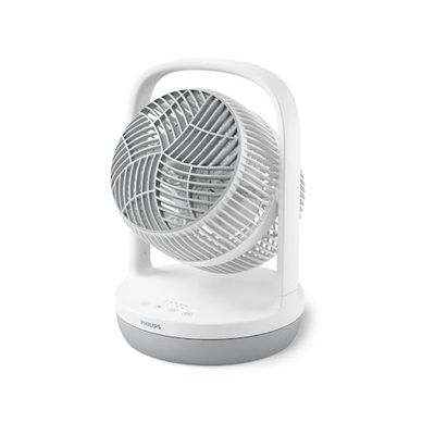 Philips Tafelventilator Serie 2000. Krachtig & Ultrastil met SilentWings-Technologie. 23 dB. Luchtcirculatie. Verstelbare Hoek 180°. 12-uurs timer. Voor Slaapkamer, Huis en Kantoor. Wit (CX2050/00)