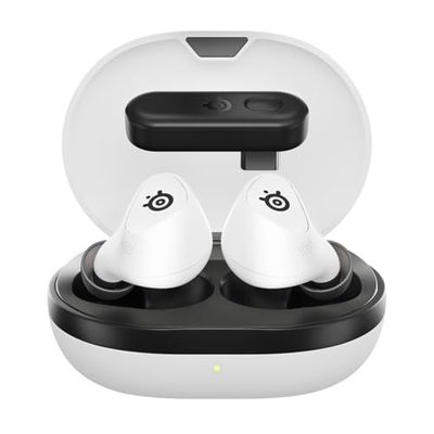 SteelSeries Arctis GameBuds™ for PlayStation - Wireless Gaming Earbuds - 2.4GHz + BT 5.3 - ANC/Transparency - IP55 Water Resistant - 40H Battery - Wireless Charging - PS5, PC, Switch 2, Mobile - White
