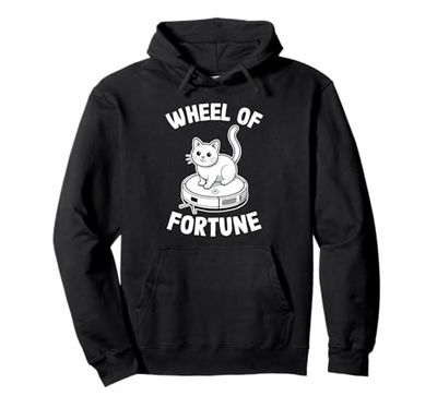 Wheel Of Fortune Cat On Robot Vacuum Cleaner Cat Pullover Hoodie