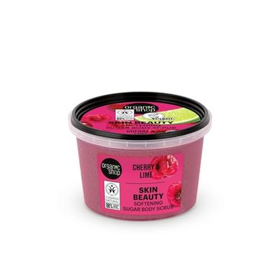 Organic Shop 250ml Body Scrub Skin Beauty Softening Cherry & Lime