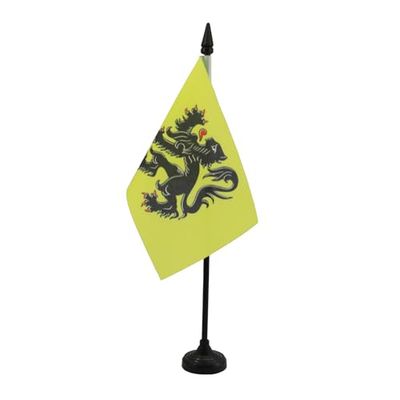 Flanders Table Vlag 15x10 cm - België - Flemish Desk Vlag 15 x 10 cm - Zwarte plastic stok en voet - AZ FLAG