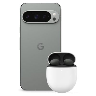 Google Pixel 9 Pro - Unlocked Android Smartphone with Gemini, Triple Rear Camera System, 24-Hour Battery, and 6.3" Super Actua Display - Hazel, 256GB+Pixel Buds Pro 2