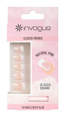 Invogue Invogue Acrylic Square Nails - French Pink (24 Pieces)