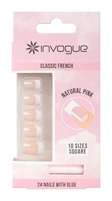 Invogue Pink French Square Nails - Pack of 24