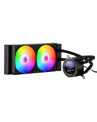 VEVOR Waterkoeler voor AIO-processor, vloeibare pc-koeler met 2 ventilatoren, 120 mm PWN-pomp, 2,1 inch LCD-display, ARGB-licht, compatibel met Intel 115X/1366/2011/1700/1200, AMD AM4/AM5